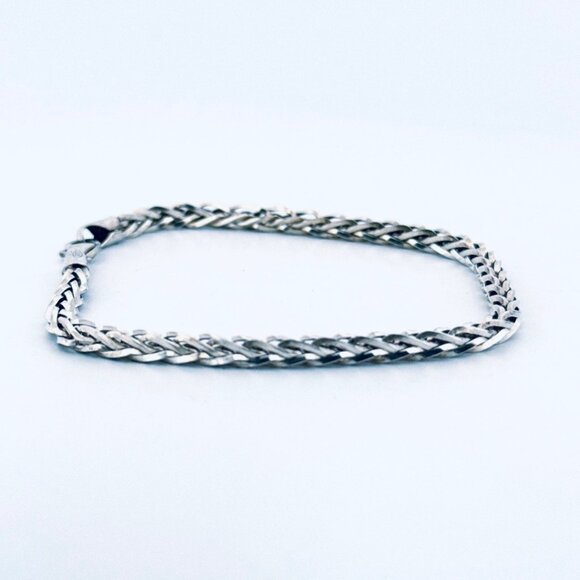 Estate Sterling Silver 925 Braided Chain Bracelet 8" Unisex Italy, Lobster Claw - Picture 3 of 10